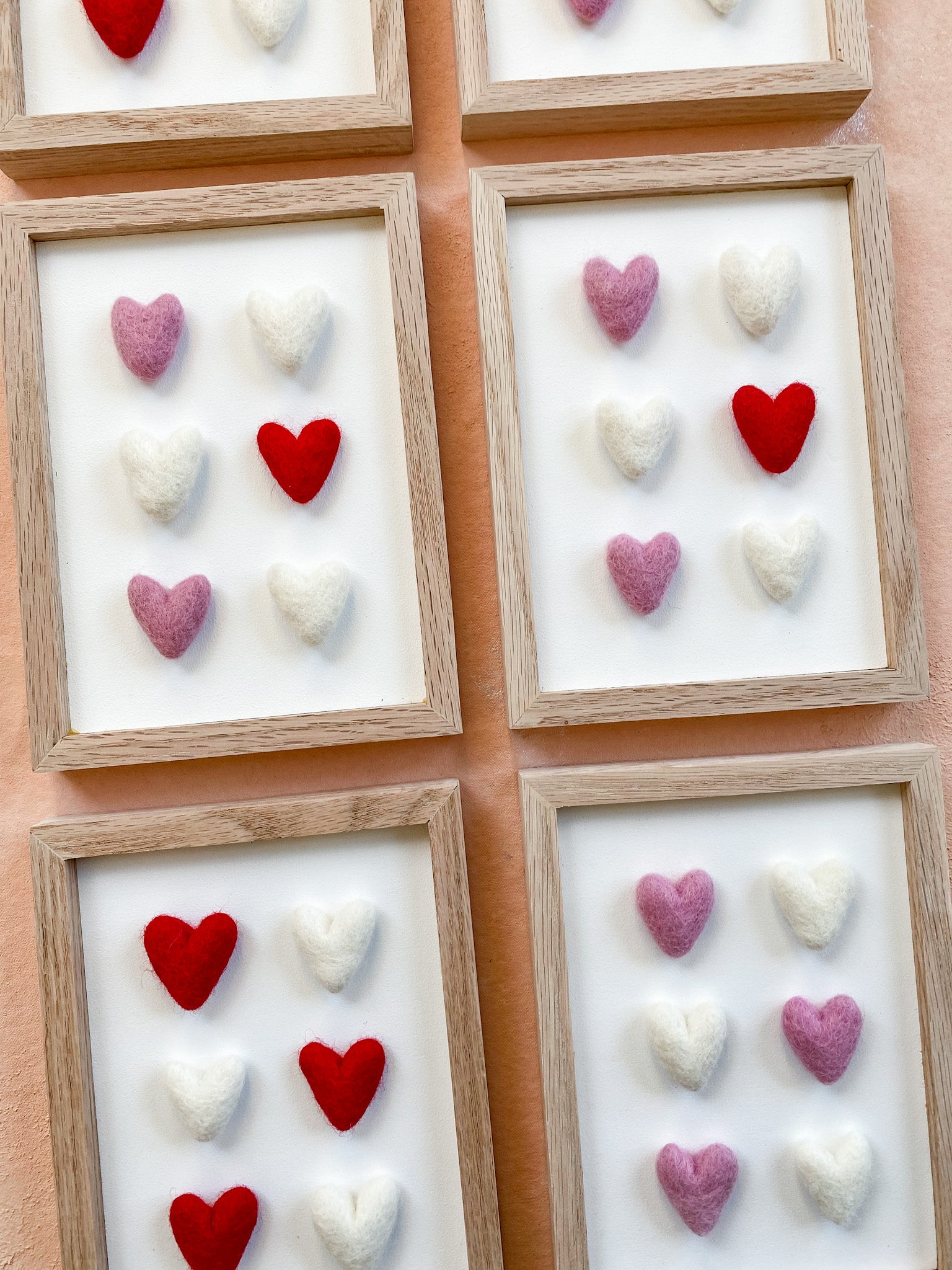 Felt Hearts- Pink & White- SET of 5 or 10- Valentine's Day DIY Craft Decor-  100% Wool- Eco friendly- Approx. 1.75